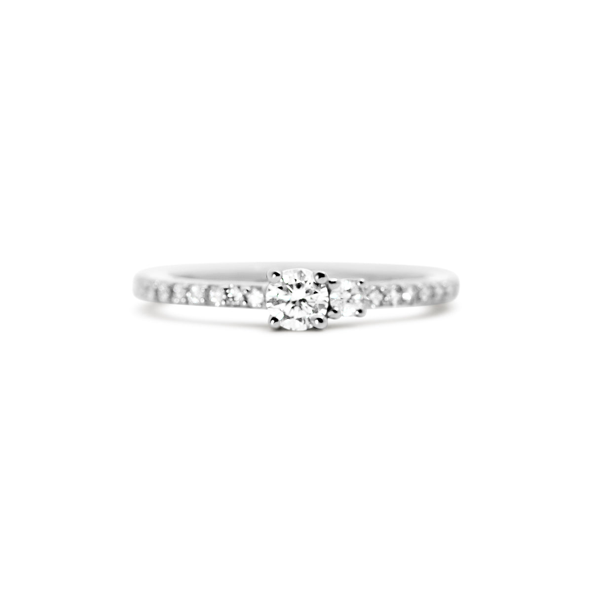 18K White Gold Two-Stone Natural Diamond Fashion Ring