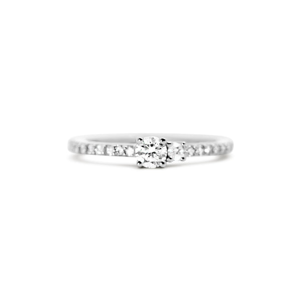 18K White Gold Two-Stone Natural Diamond Fashion Ring