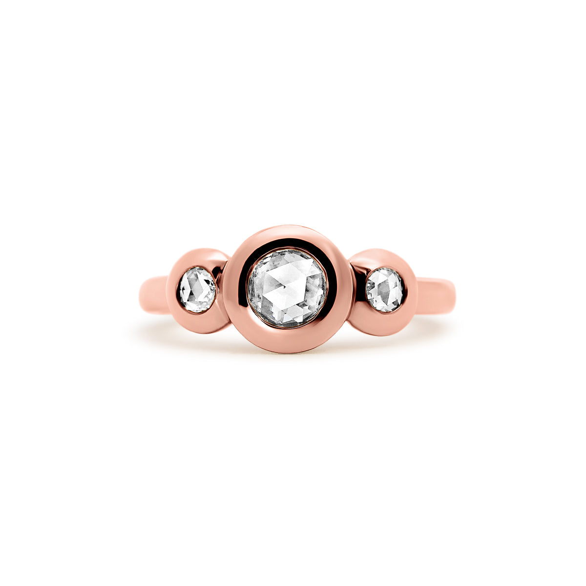 14K Rose Gold Three-Stone Salt and Pepper Diamond Ring