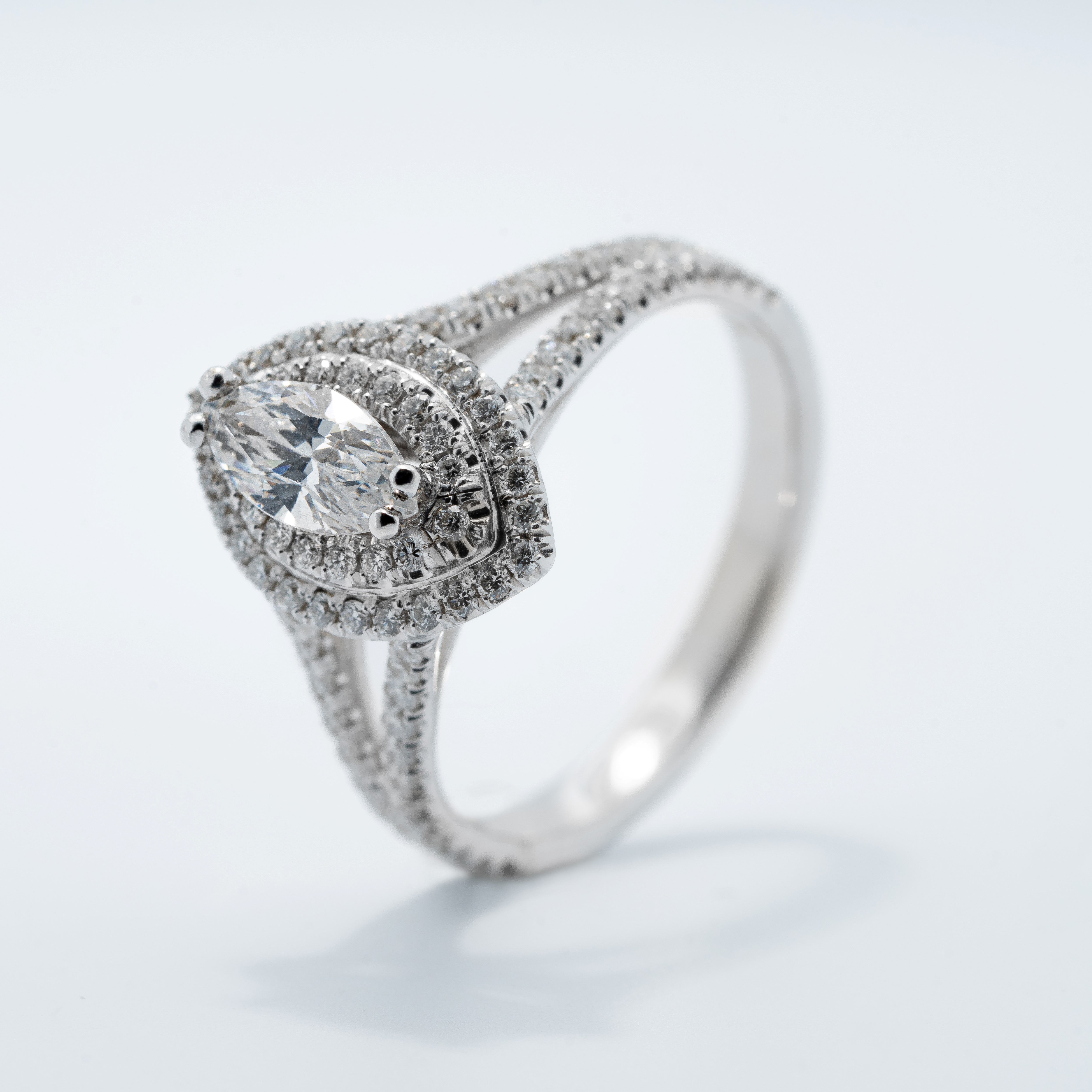 Marquise Double Halo Engagement Ring