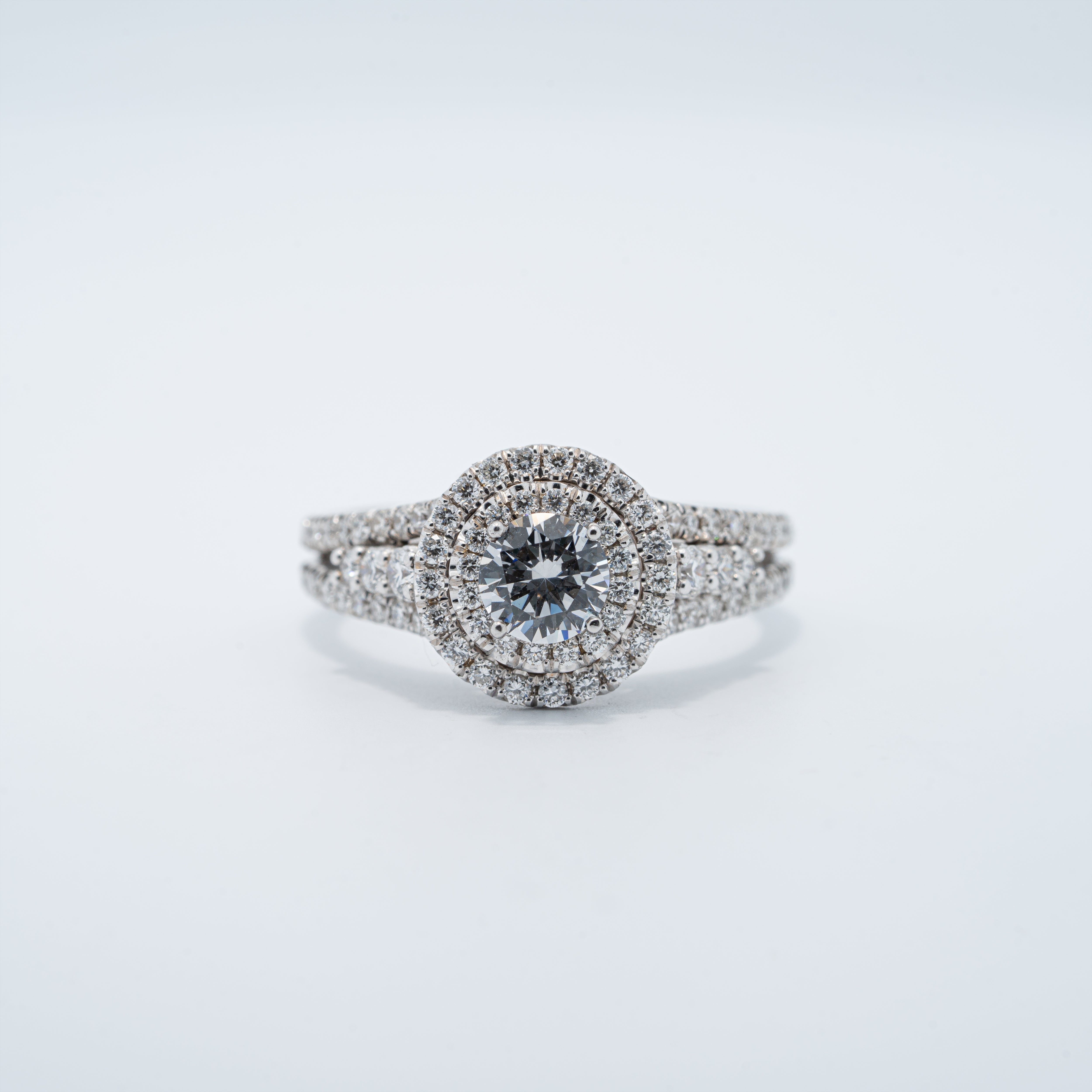 Round Vintage Double Halo Engagement Ring