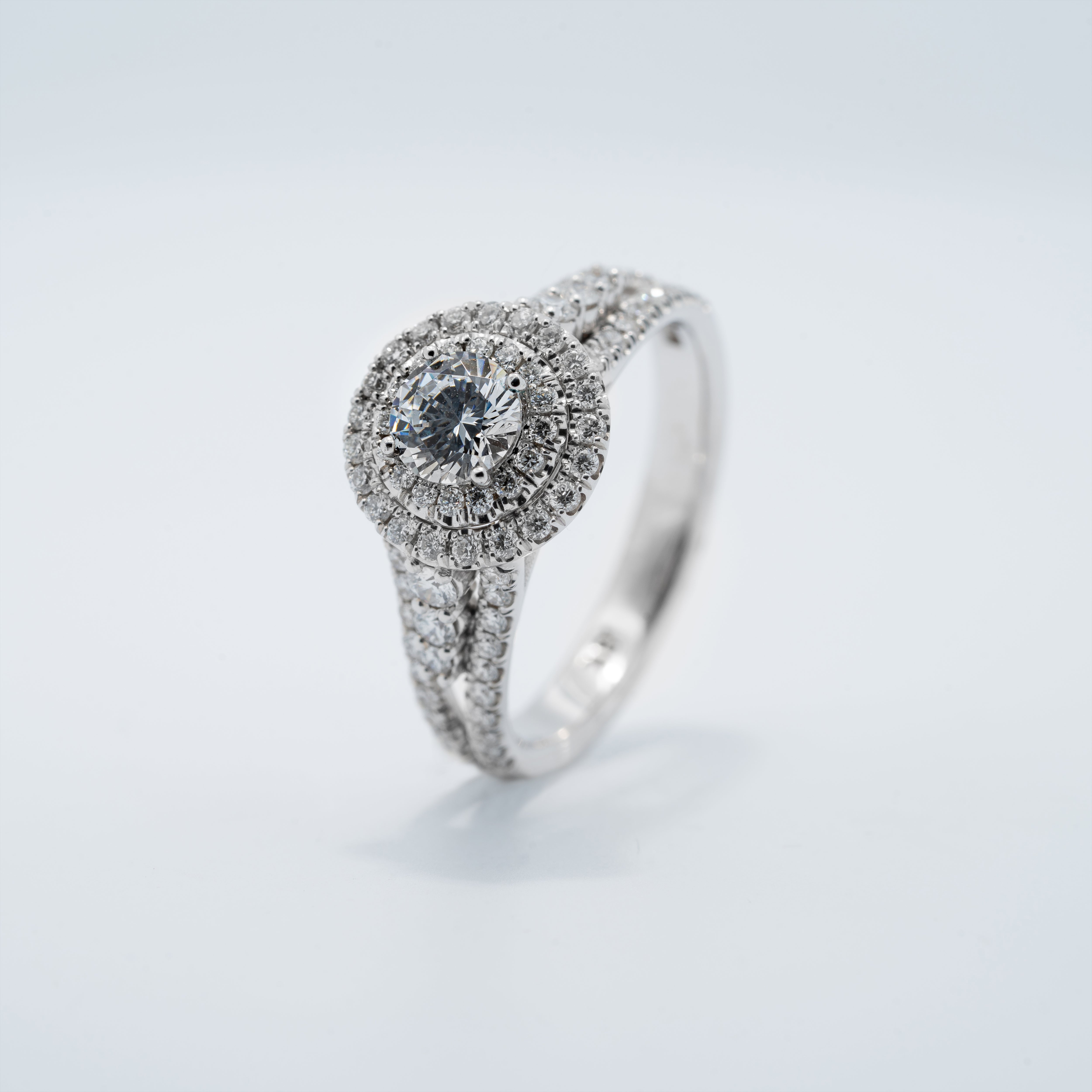 Round Vintage Double Halo Engagement Ring