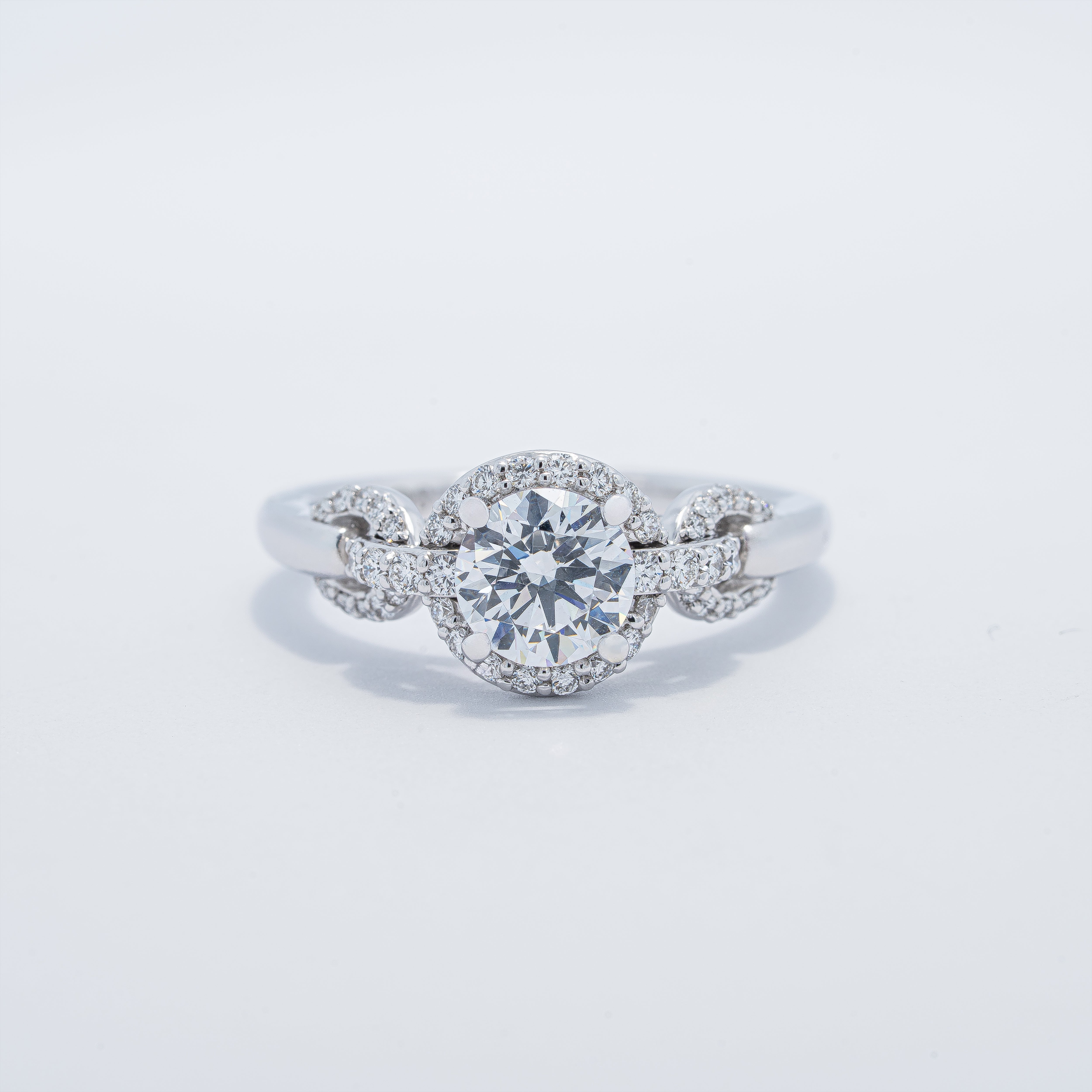 Chain Link Halo Semi-Mount Engagement Ring