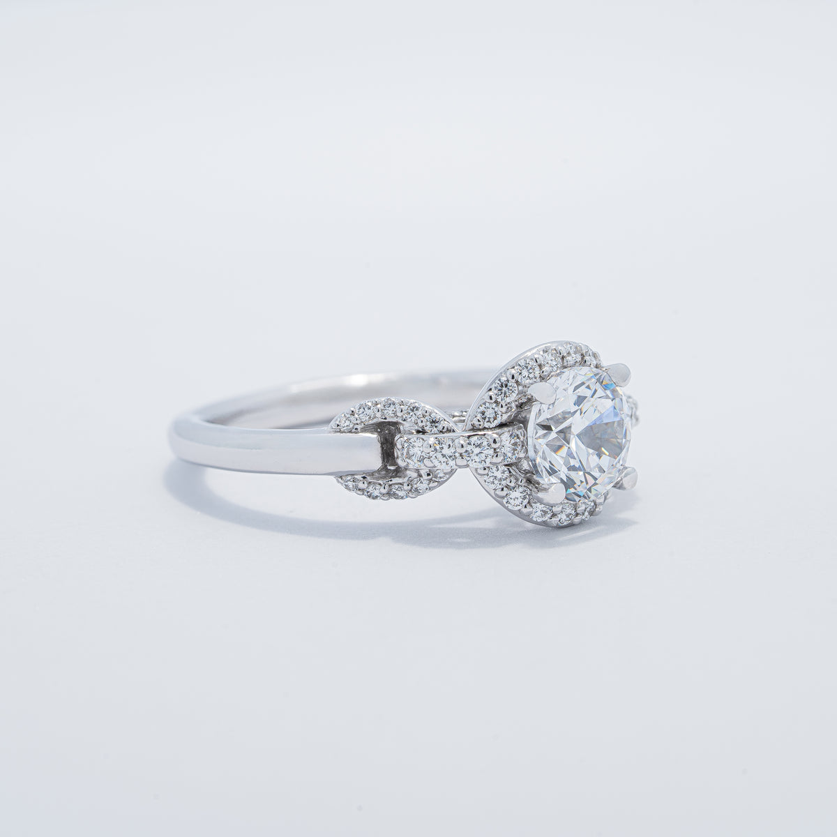 Chain Link Halo Semi-Mount Engagement Ring