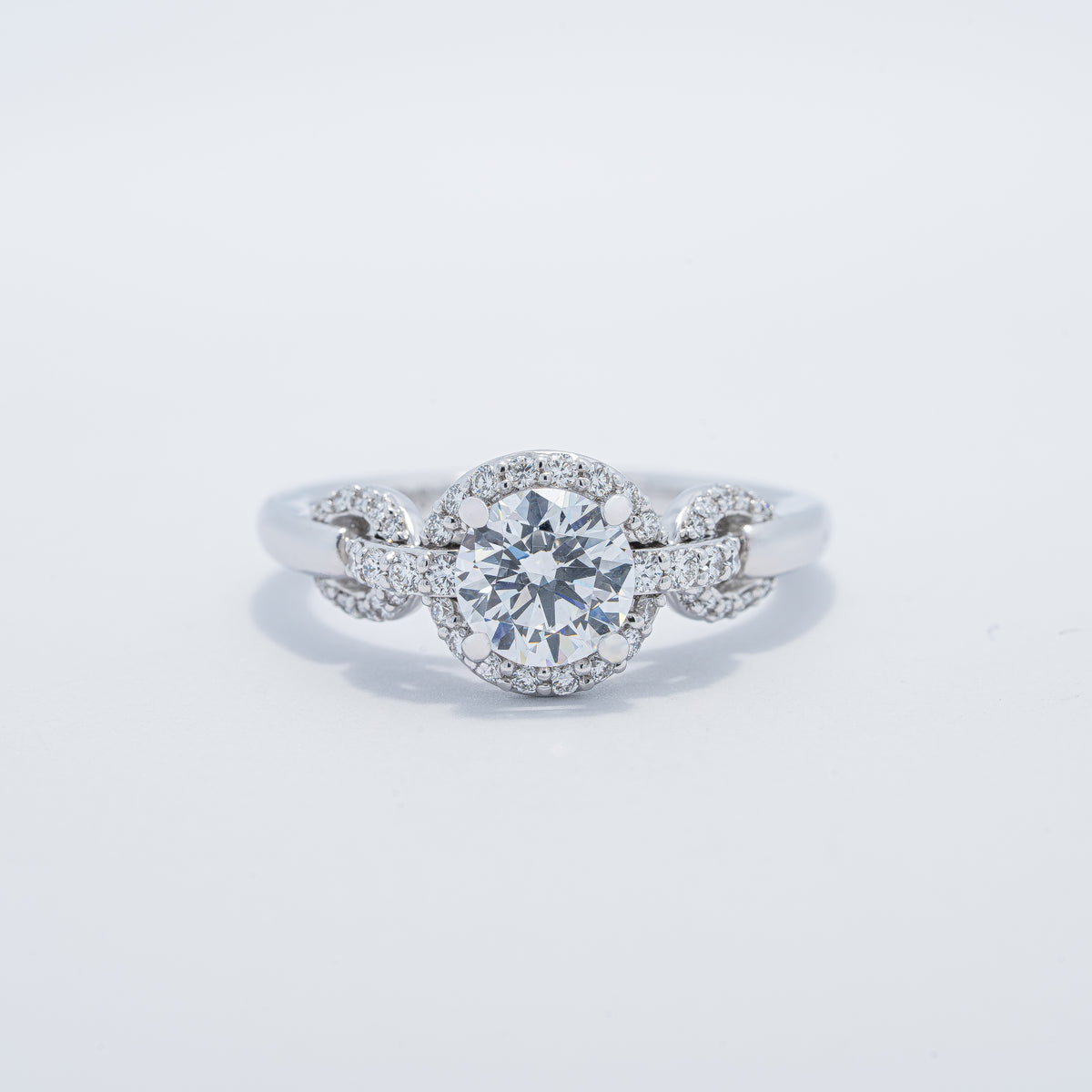 Chain Link Halo Semi-Mount Engagement Ring