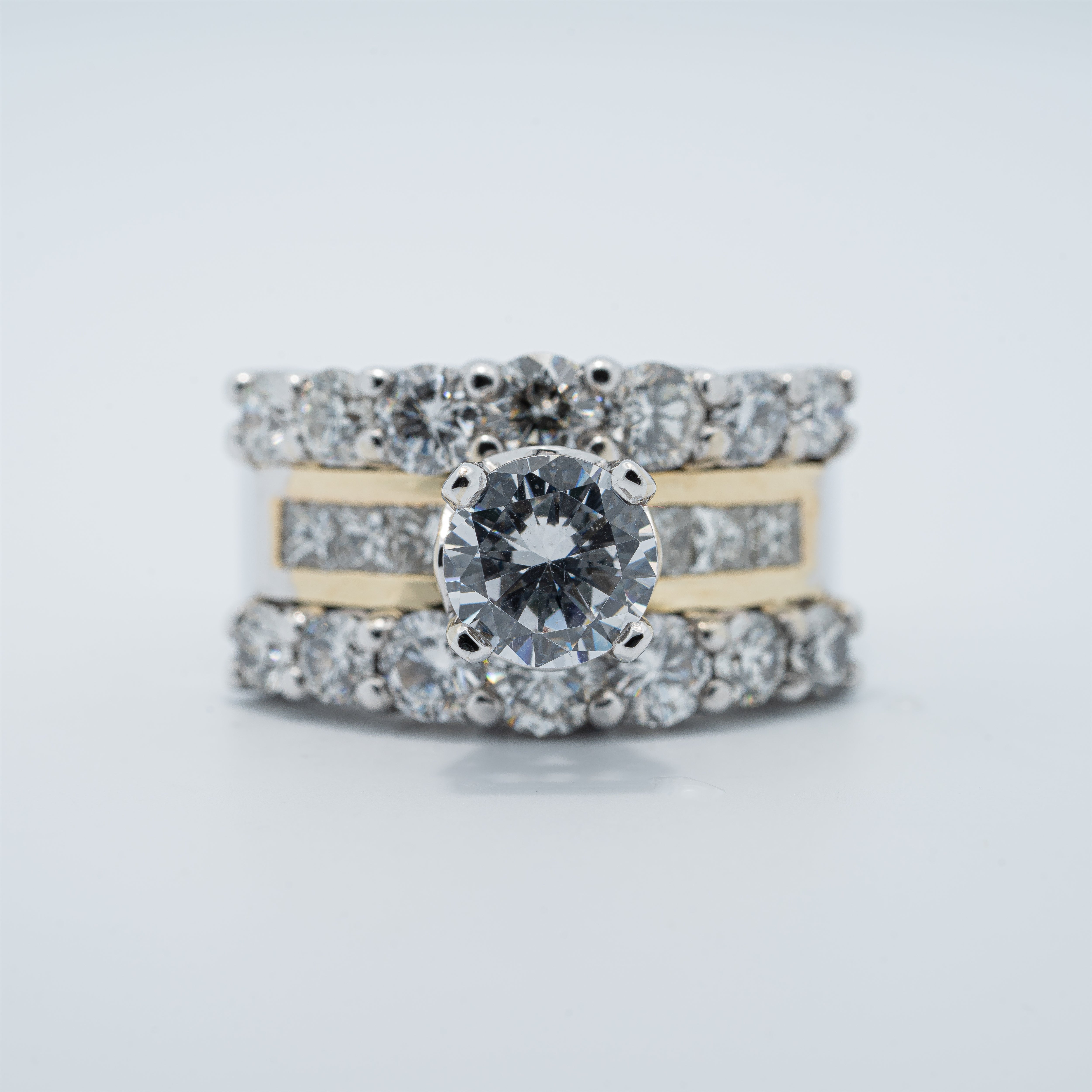 Contemporary Three-Row Engagement Ring