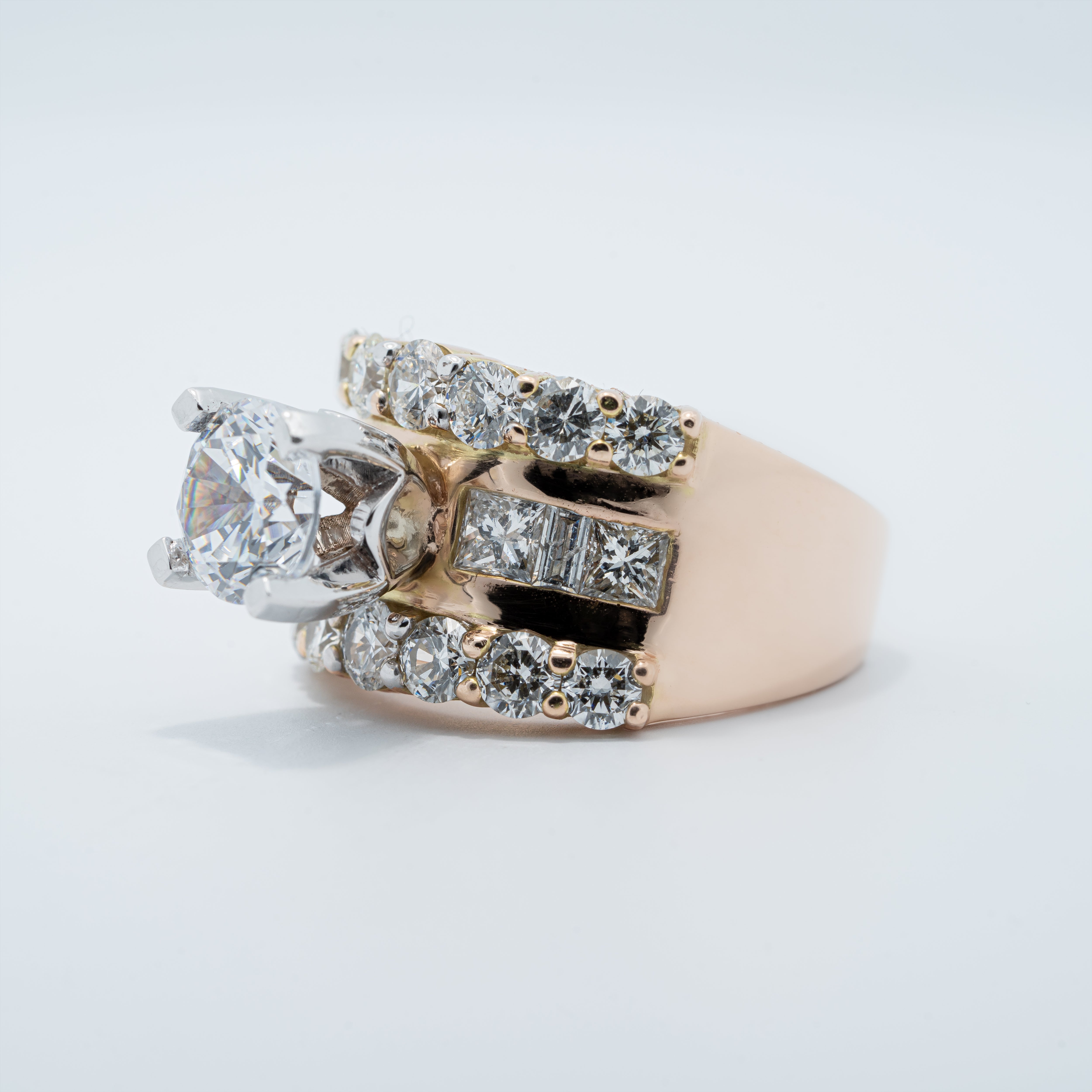 Modern Diamond Three Row Engagement Ring