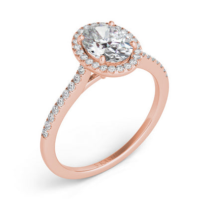14 Karat Rose Gold Oval Halo Engagement Ring | 0.28 CTW Diamond Accents
