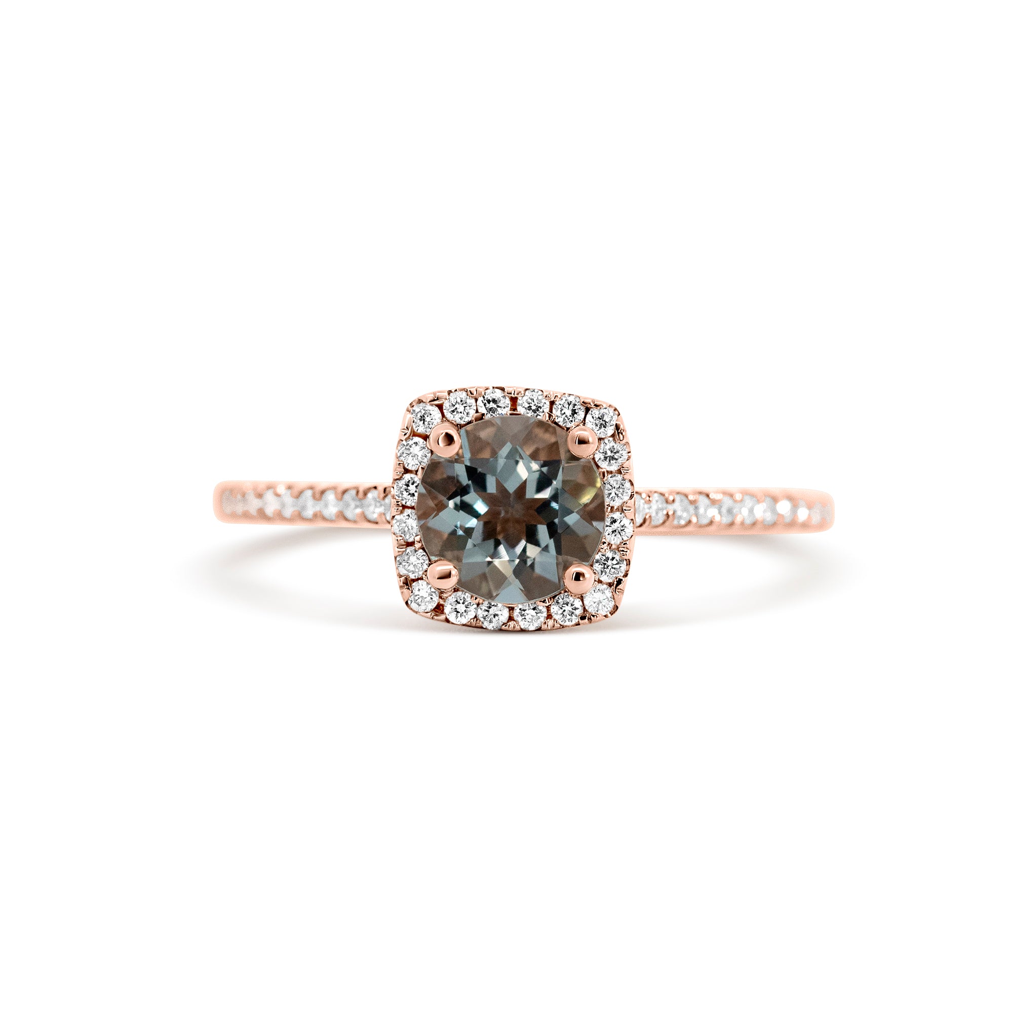 14K Rose Gold Aquamarine Halo Ring | 0.68ct