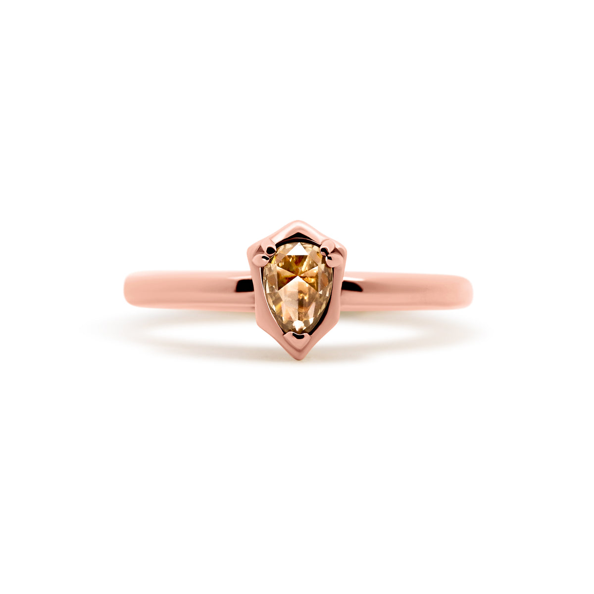 14K Rose Gold Pear Cut Chocolate Diamond Fashion Ring