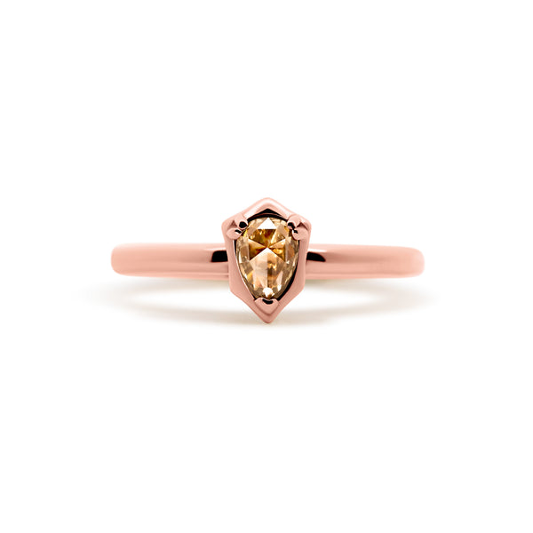 14K Rose Gold Pear Cut Chocolate Diamond Fashion Ring