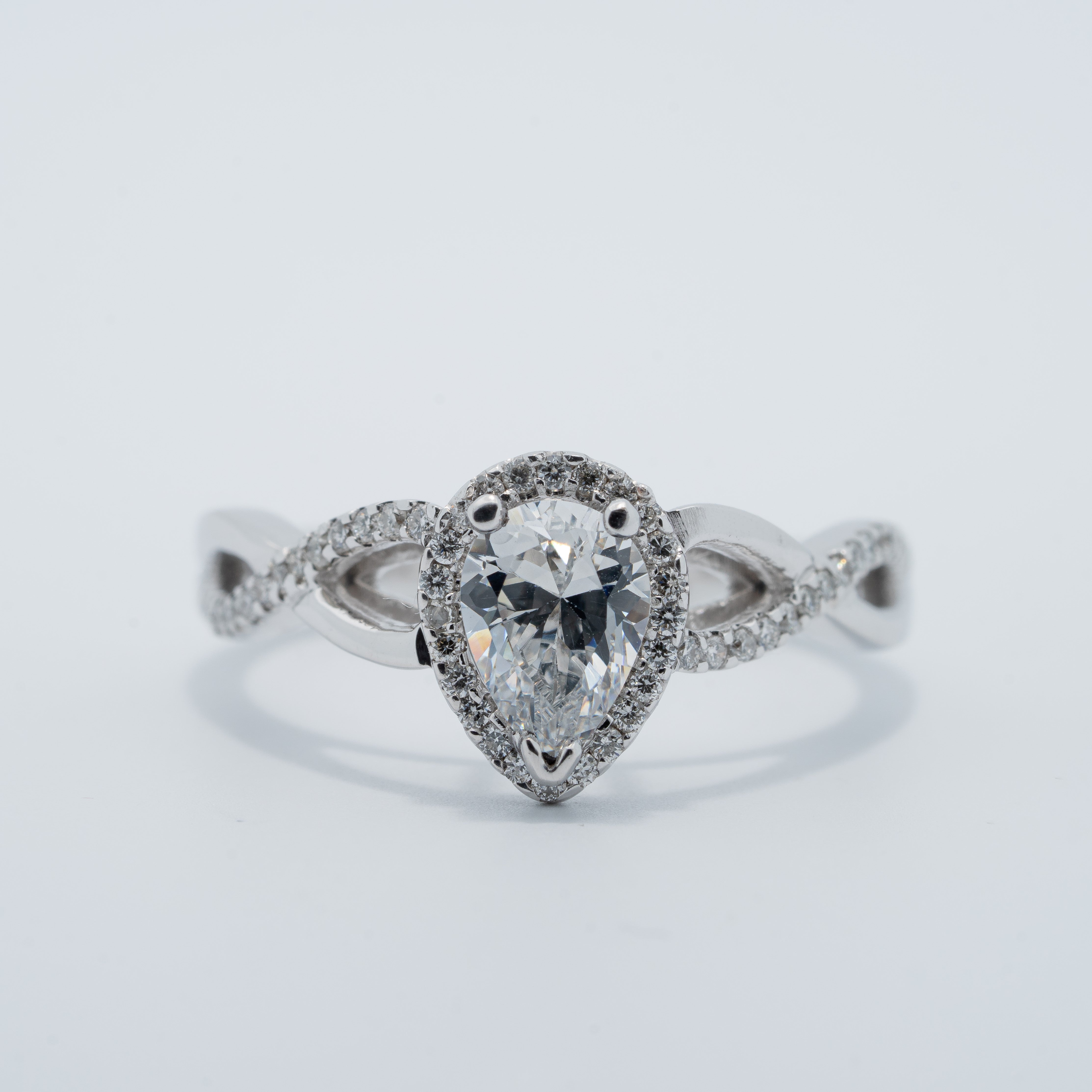 Vintage Pear Halo Engagement Ring