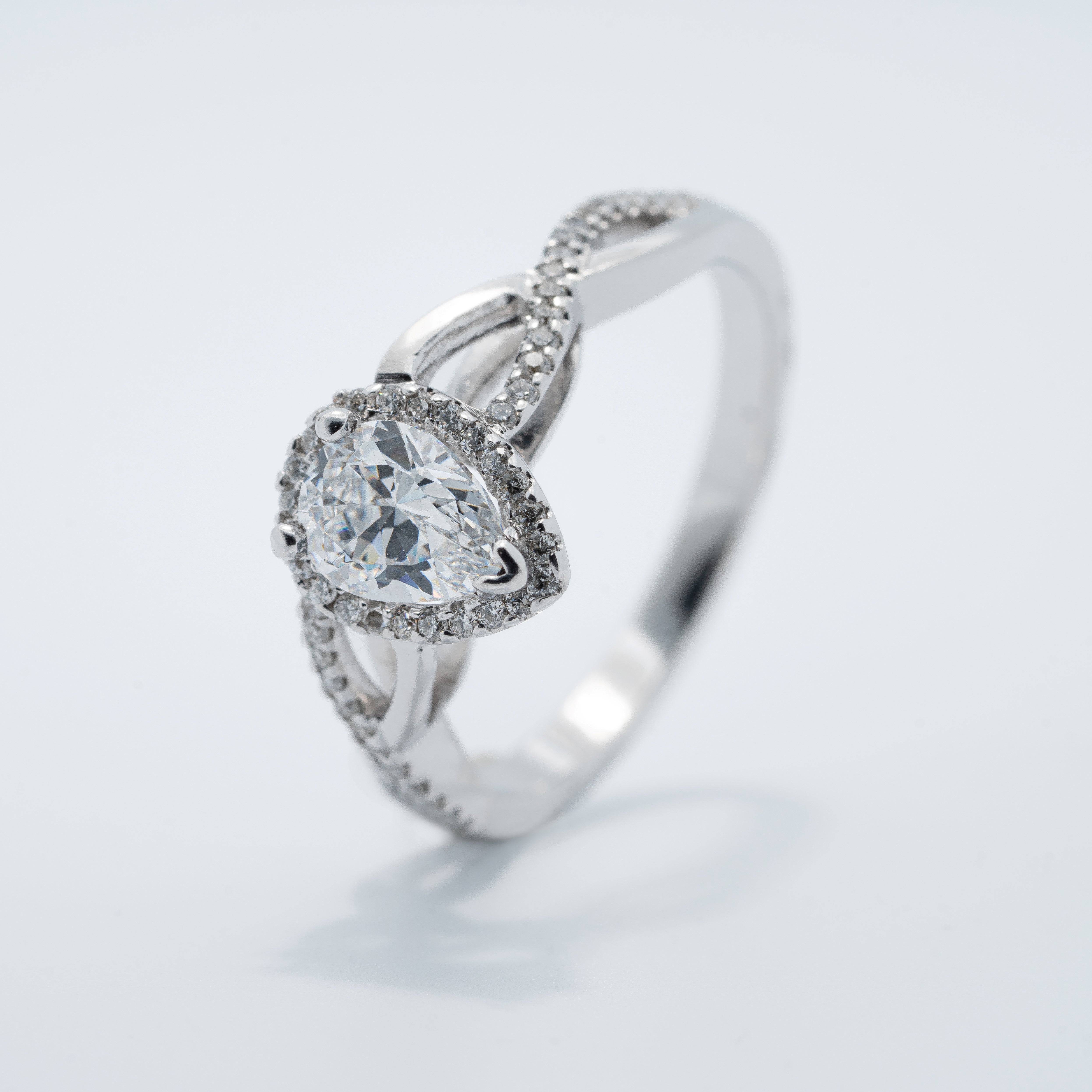 Vintage Pear Halo Engagement Ring