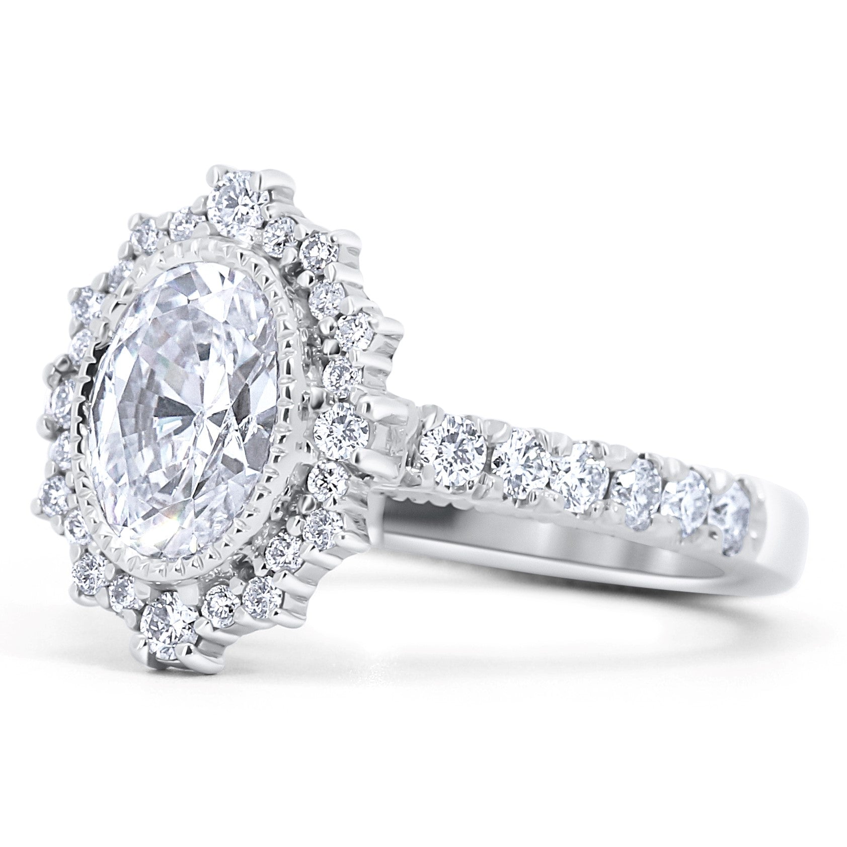 Vintage Inspired Oval Halo Engagement Ring