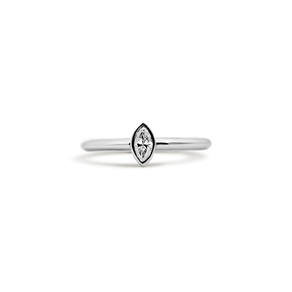 14K White Gold Marquise Diamond Bezel Ring | Joe Kassab Jewelers