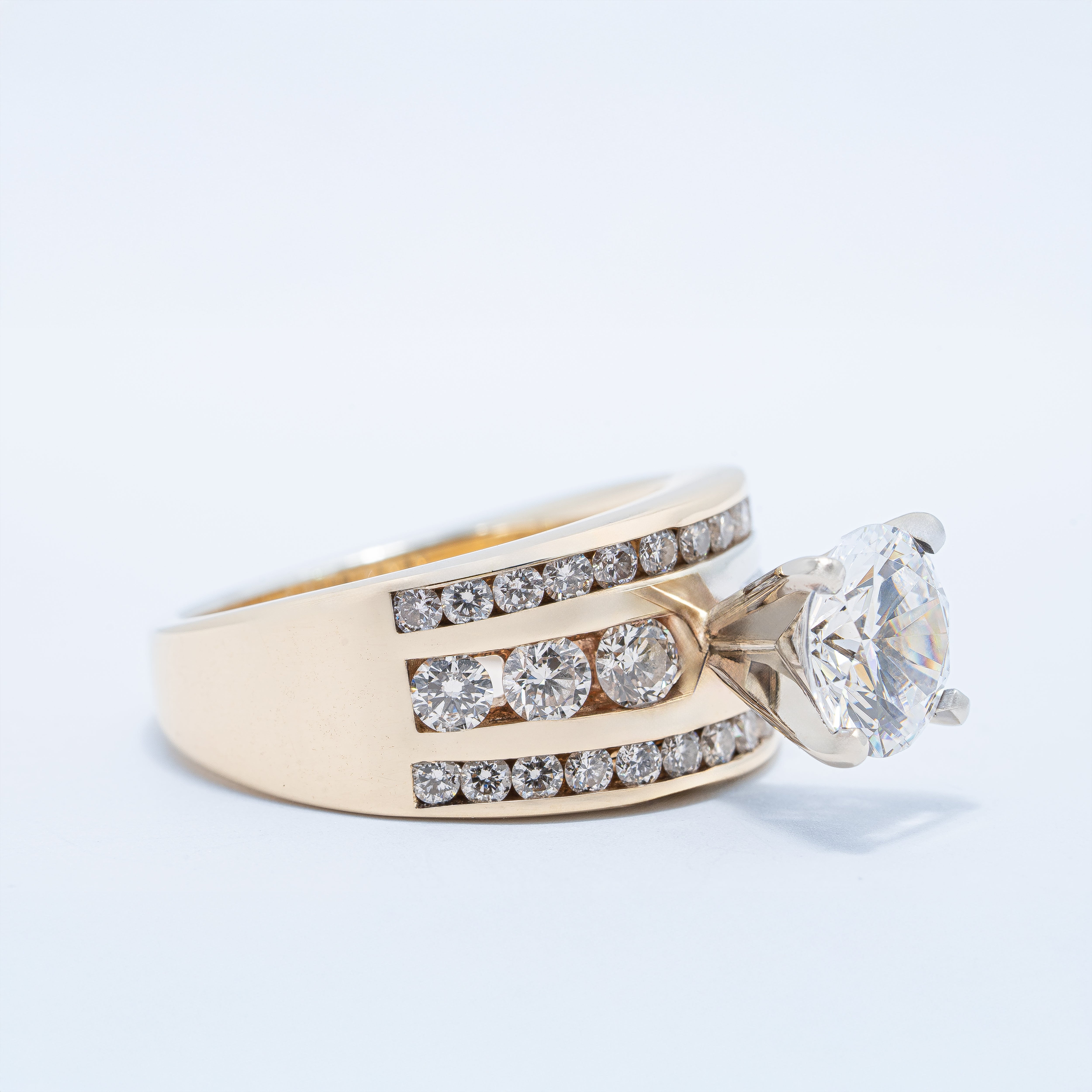 Channel Set 3-Row Engagement Ring