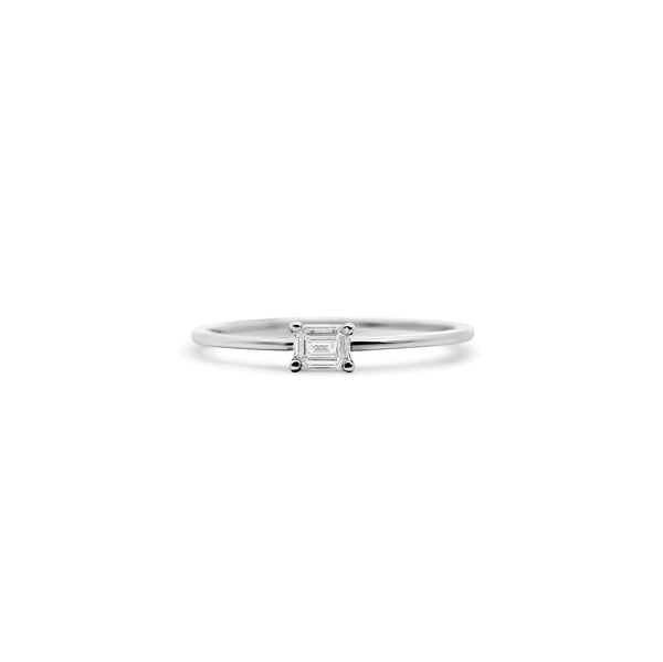 14K White Gold Baguette Diamond Solitaire Ring | Joe Kassab Jewelers