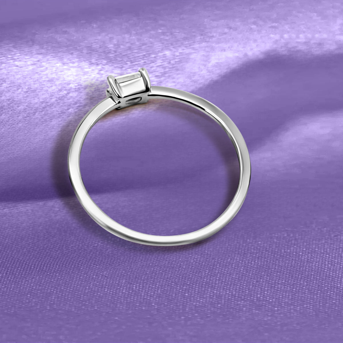 14K White Gold Baguette Diamond Solitaire Ring | Joe Kassab Jewelers