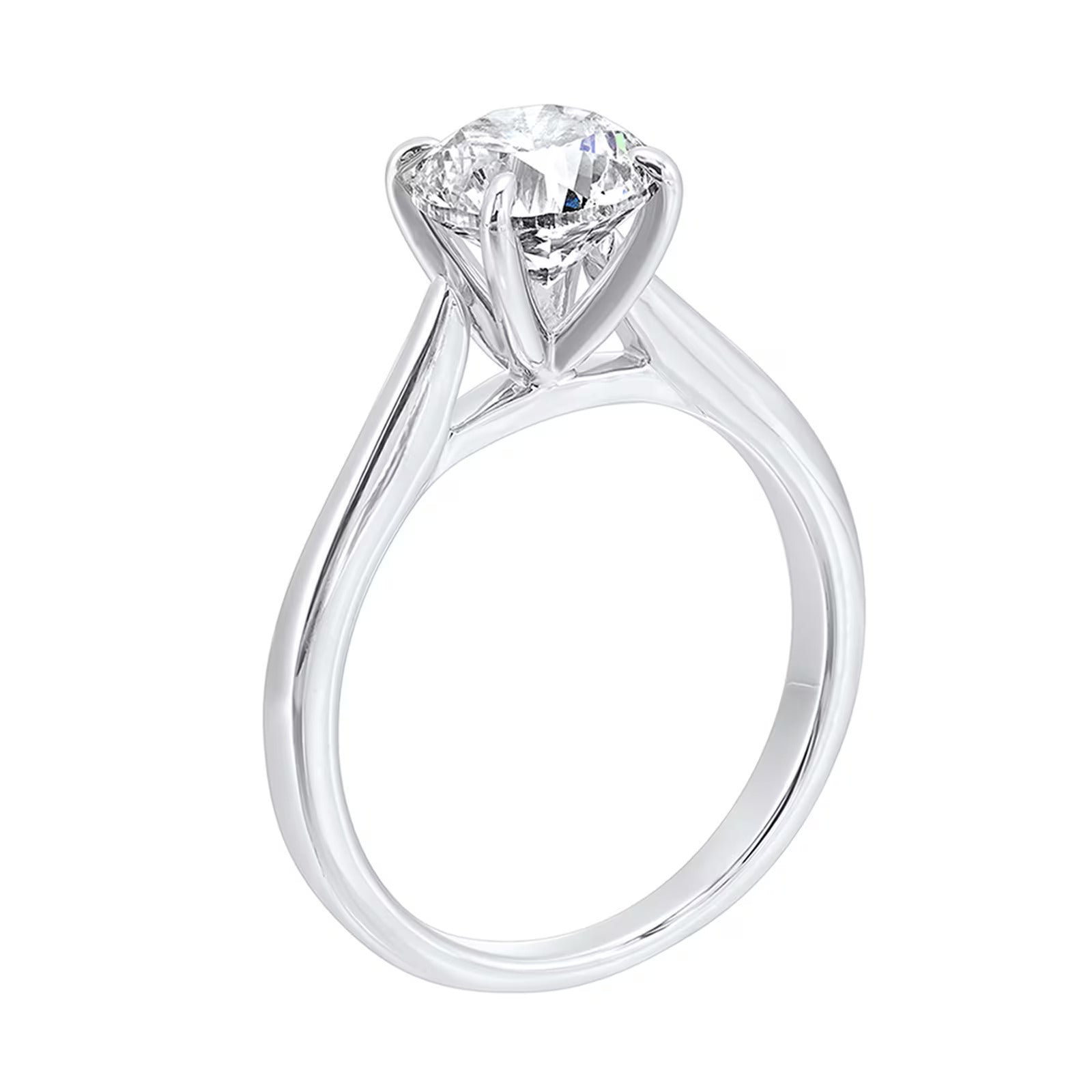 14K White Gold Solitaire Engagement Ring with 1/3 Carat Natural Diamond