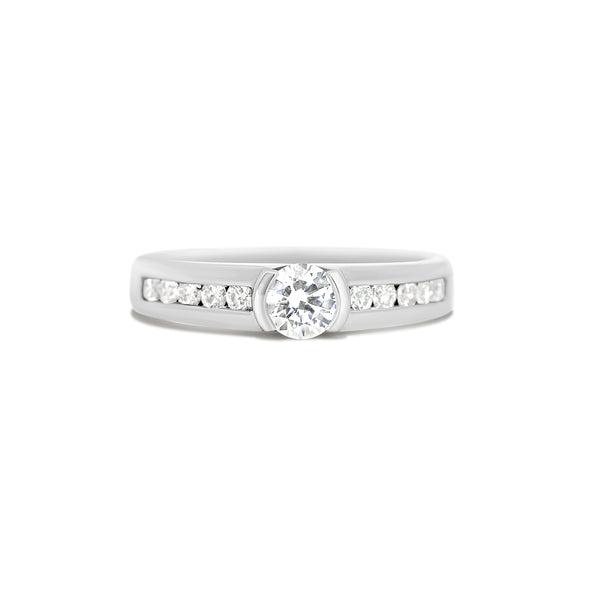 14K Contemporary Half Bezel Engagement Ring