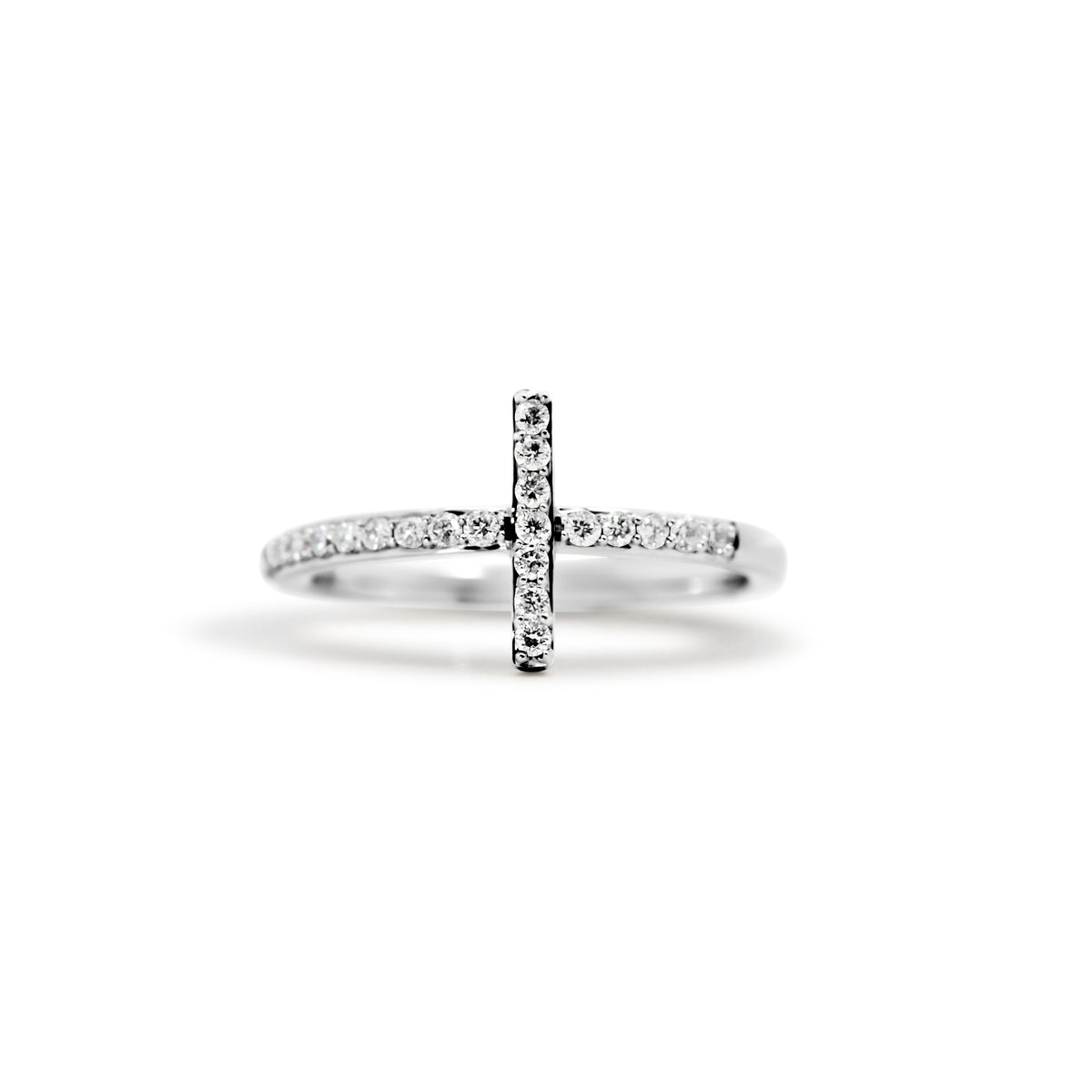14K White Gold Cross Diamond Fashion Ring | Joe Kassab Jewelers