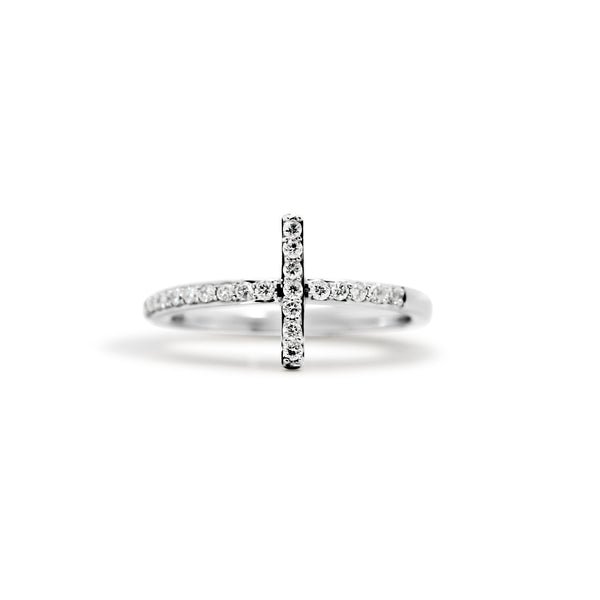 14K White Gold Cross Diamond Fashion Ring | Joe Kassab Jewelers