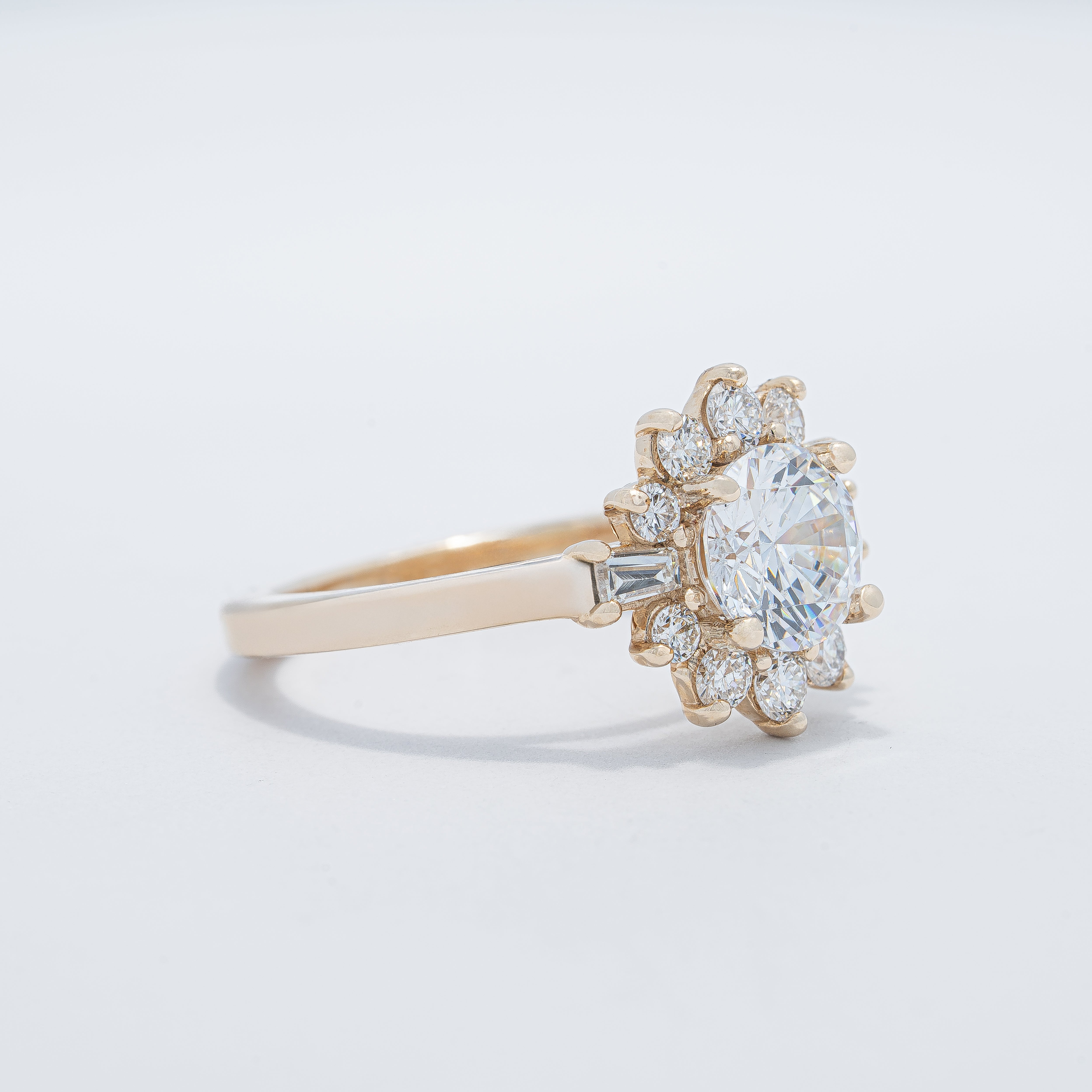 Flower Halo Semi-Mount Engagement Ring