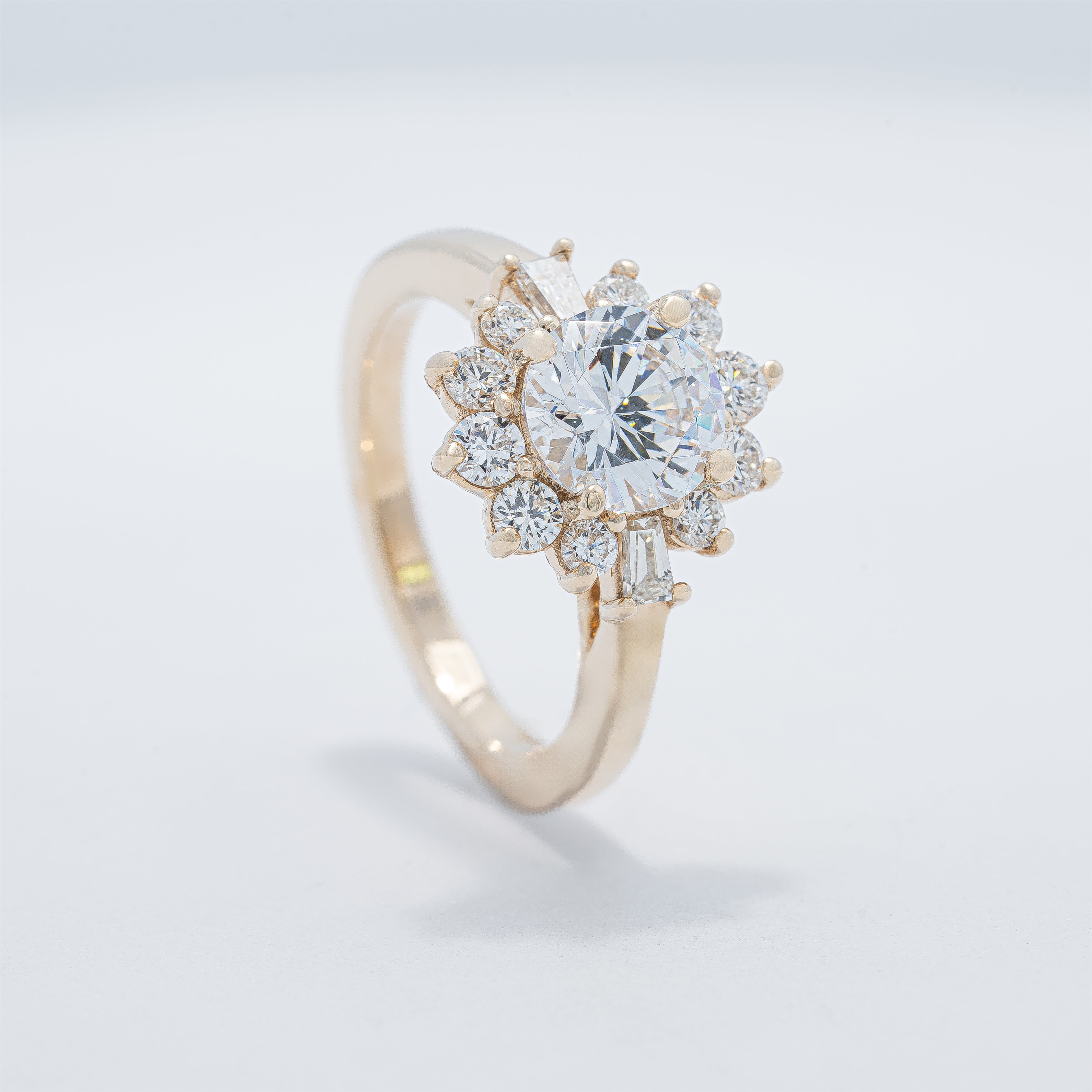 Flower Halo Semi-Mount Engagement Ring