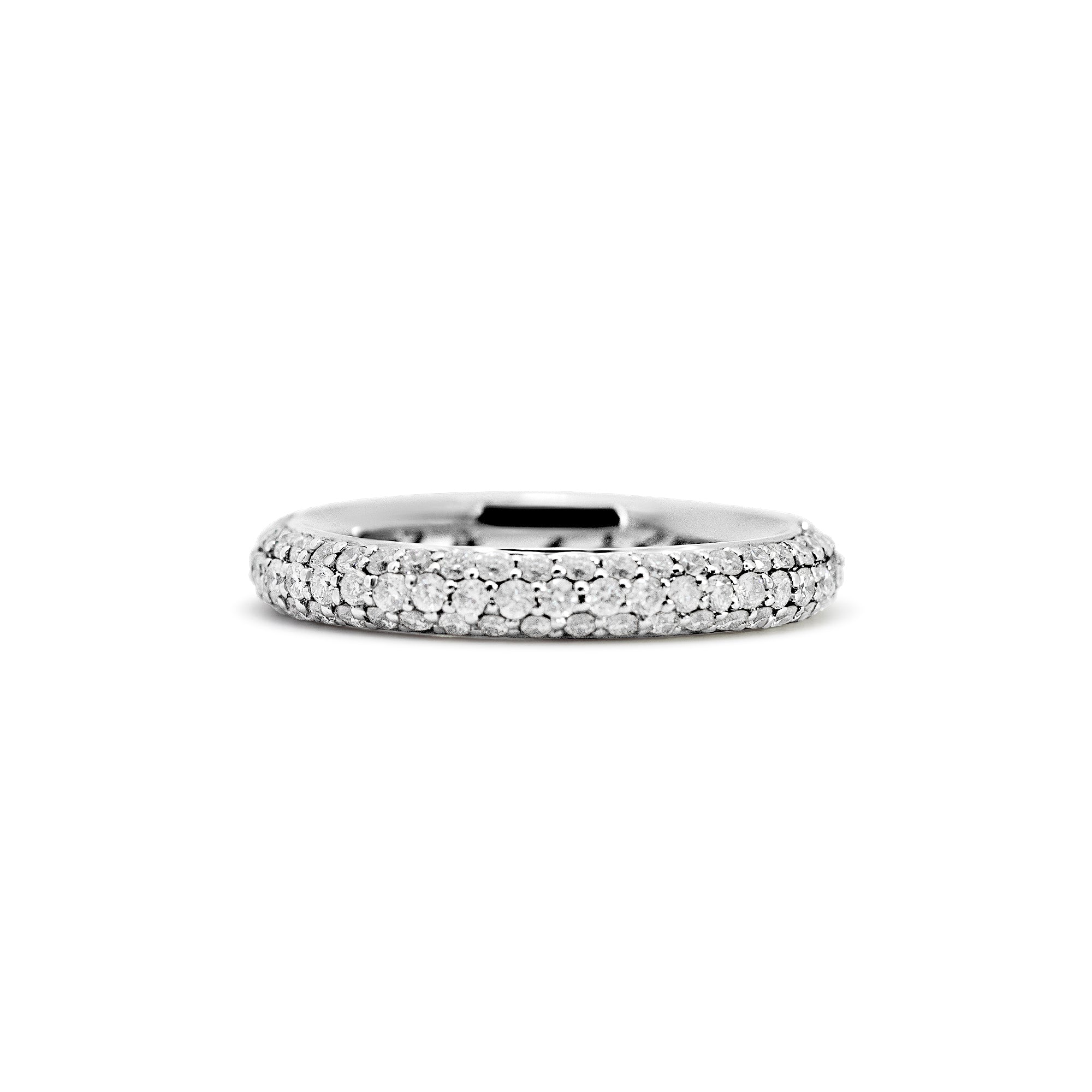 18K White Gold Pave Eternity Diamond Band | 1.46ct