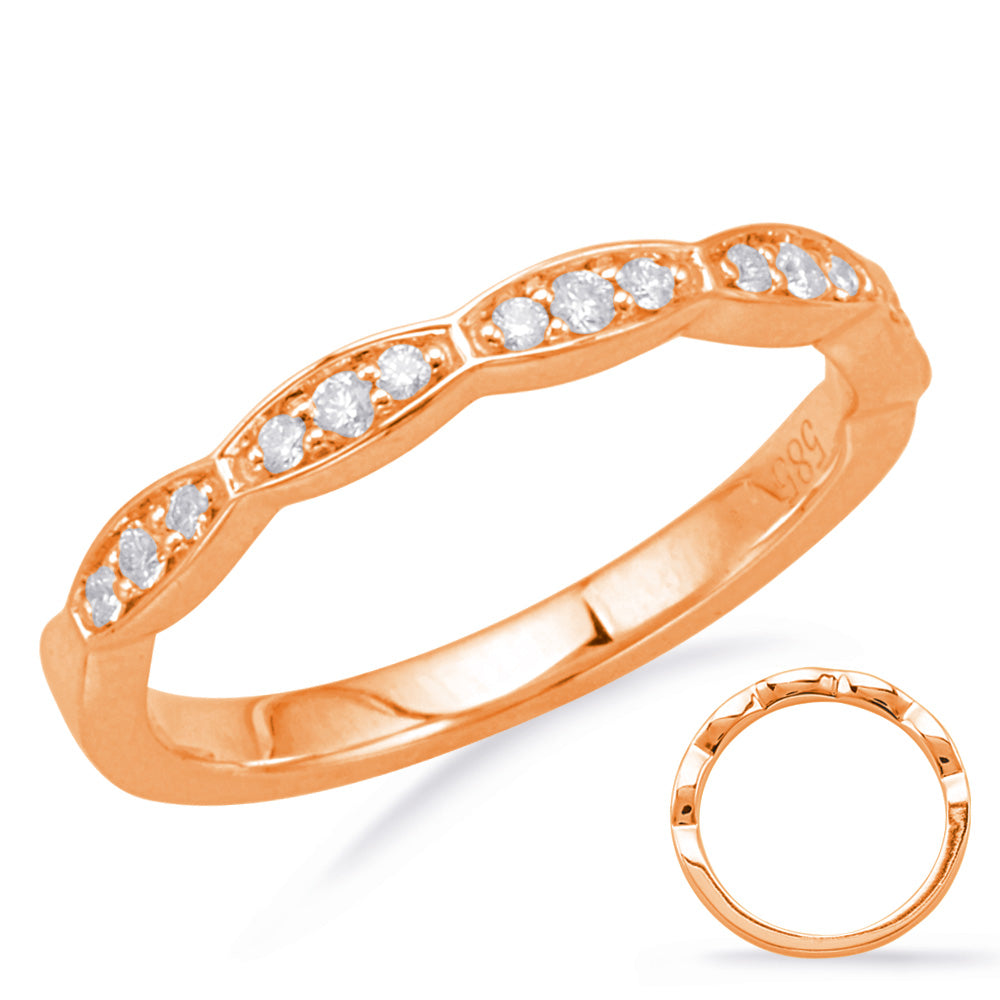 14 Karat Rose Gold Scalloped Diamond Wedding Band | 0.15 CTW