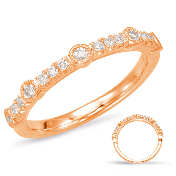 14 Karat Rose Gold Alternating Bezel-Style Diamond Wedding Band | 0.22 CTW