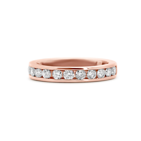14K Rose Gold Channel-Set Diamond Wedding Band | 3/4 Carats