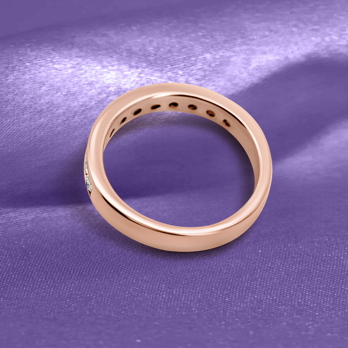 14K Rose Gold Channel-Set Diamond Wedding Band | 3/4 Carats