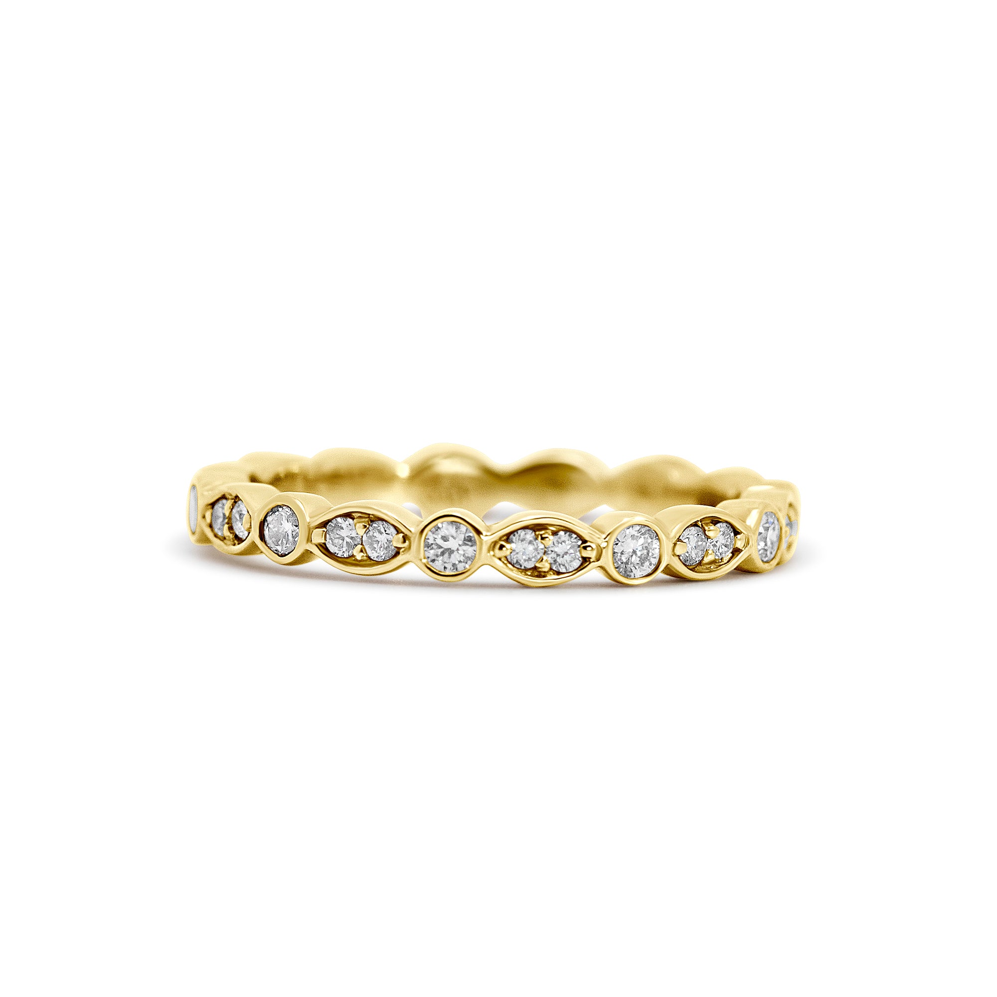 14K Yellow Gold Fancy Shaped Diamond Wedding Band