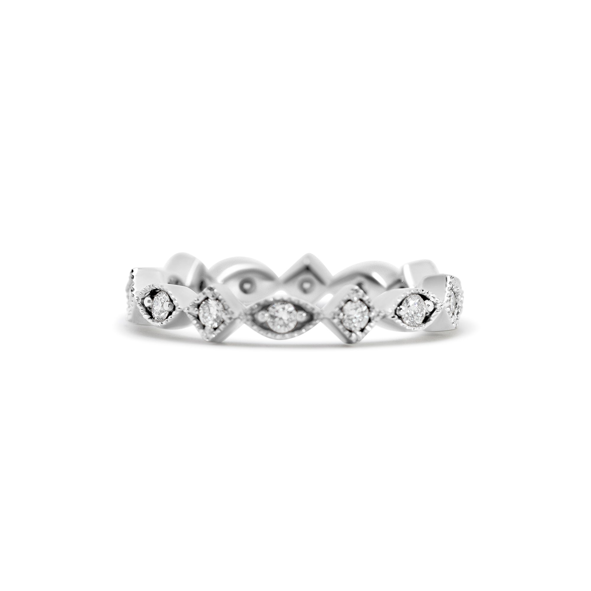 14K White Gold Eternity Milgrain Diamond Wedding Band – 0.45 Carats