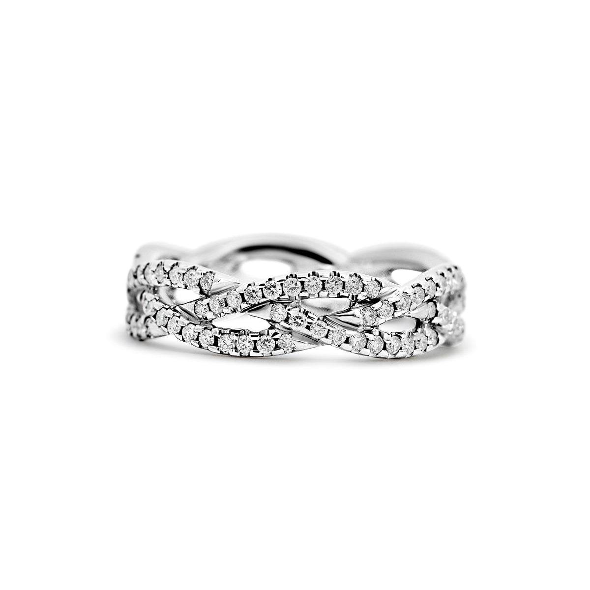 14K White Gold Interwoven Diamond Wedding Band | 0.38ct