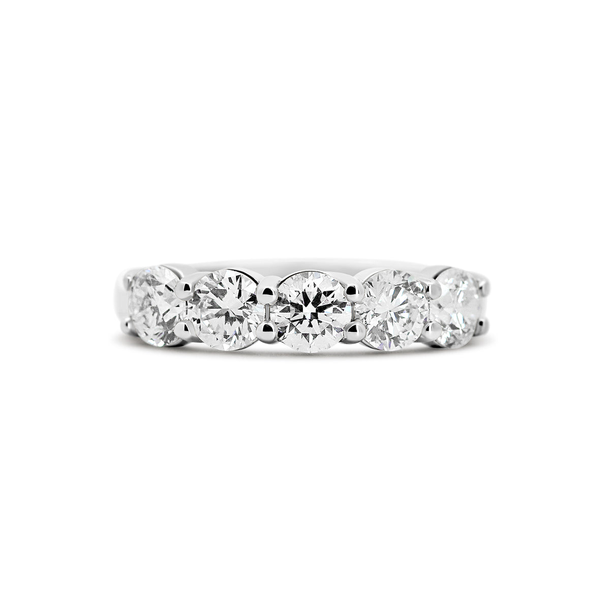14K White Gold Five-Stone 1 1/2 Carat Diamond Wedding Band | Joe Kassab Jewelers