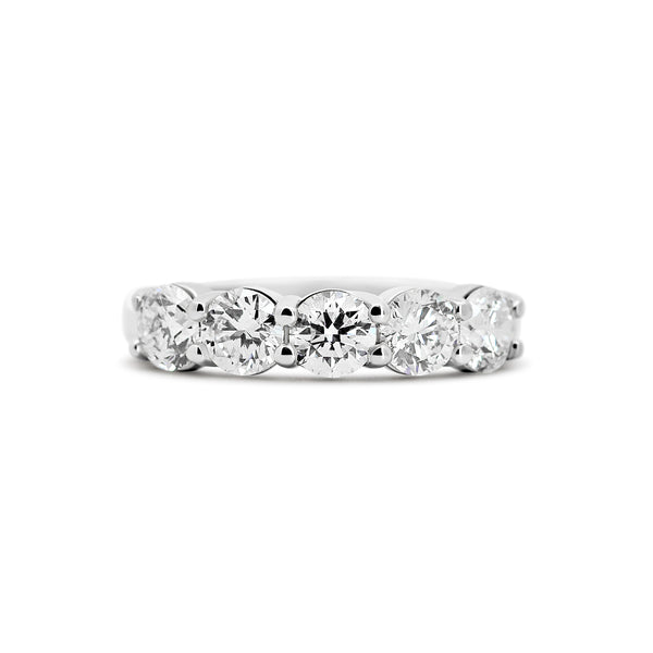 14K White Gold Five-Stone 1 1/2 Carat Diamond Wedding Band | Joe Kassab Jewelers