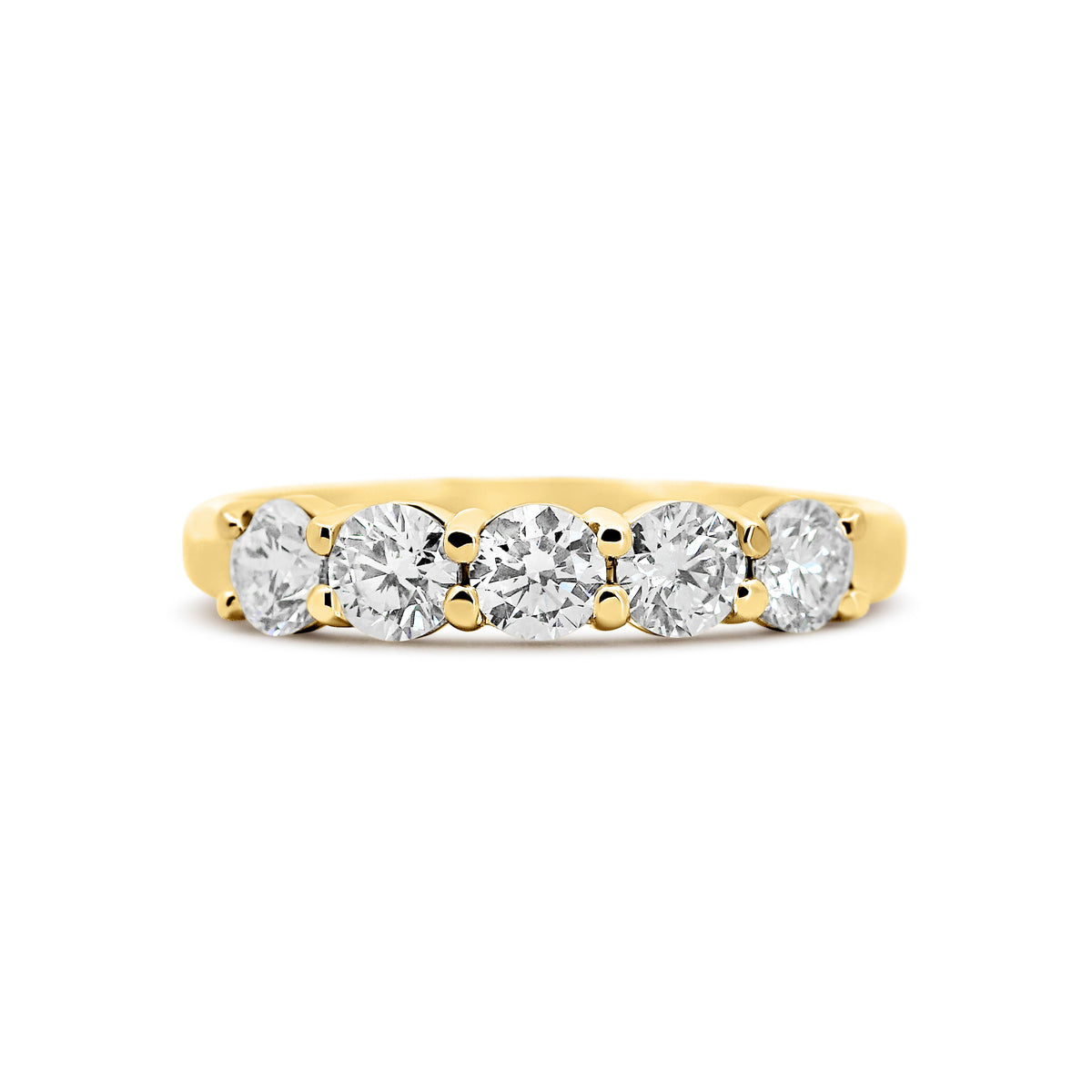 14K Yellow Gold Five-Stone Diamond Wedding Band | 1.00 Carats
