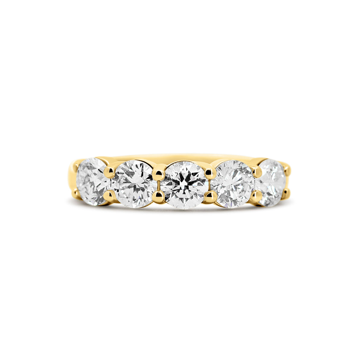 14K Yellow Gold Five-Stone Diamond Wedding Band – 1 1/2 Carats