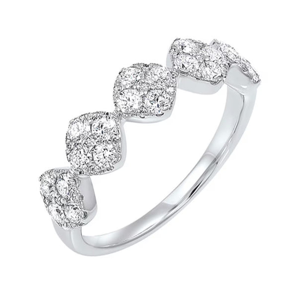 14K White Gold 5 Station Natural Diamond Fashion Ring