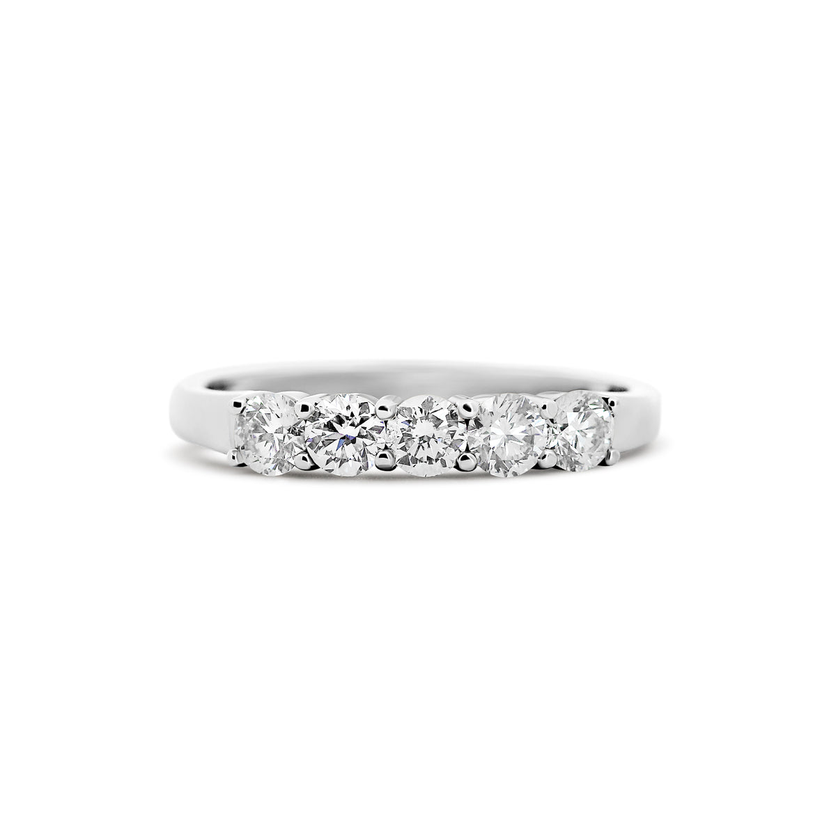 14K White Gold Five-Stone 3/4 Carat Diamond Wedding Band | Joe Kassab Jewelers