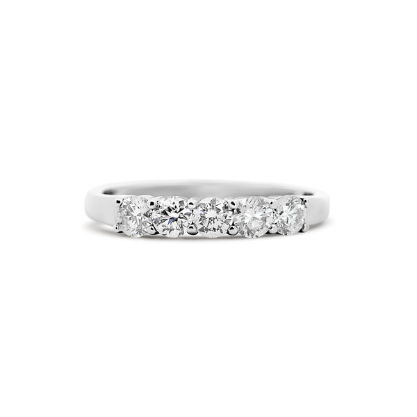14K White Gold Five-Stone 3/4 Carat Diamond Wedding Band | Joe Kassab Jewelers