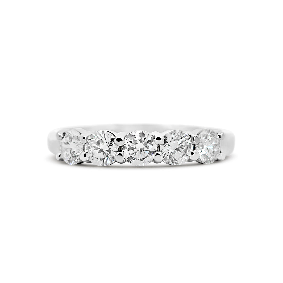 14K White Gold Five-Stone 1.00 Carat Diamond Wedding Band | Joe Kassab Jewelers