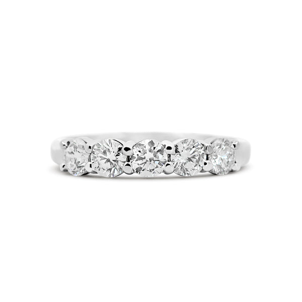 14K White Gold Five-Stone 1.00 Carat Diamond Wedding Band | Joe Kassab Jewelers