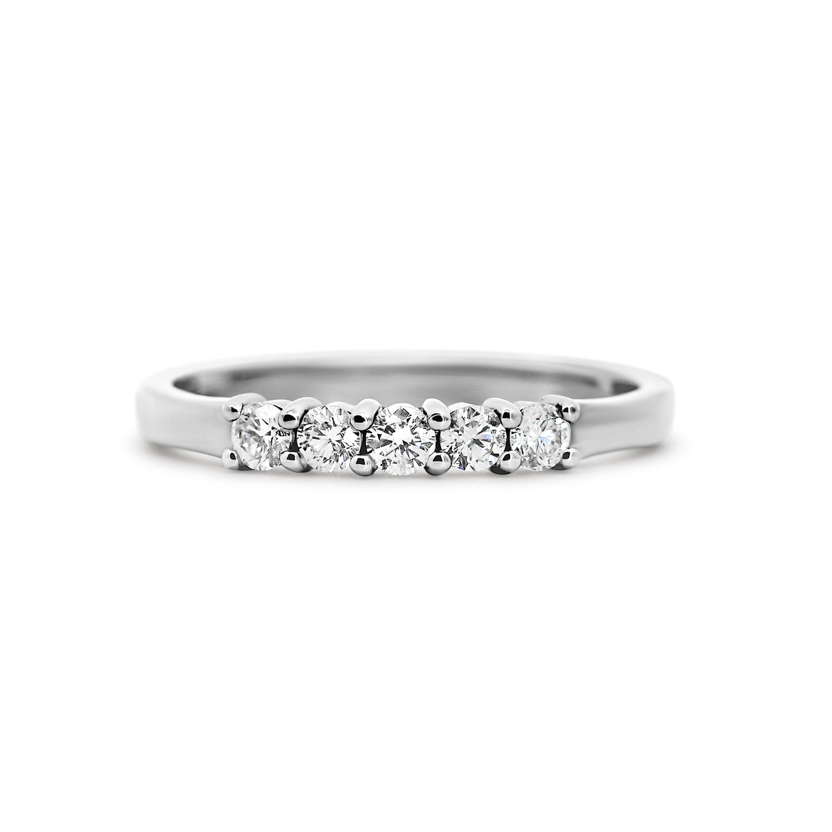 14K White Gold Five-Stone Diamond Wedding Band | Joe Kassab Jewelers