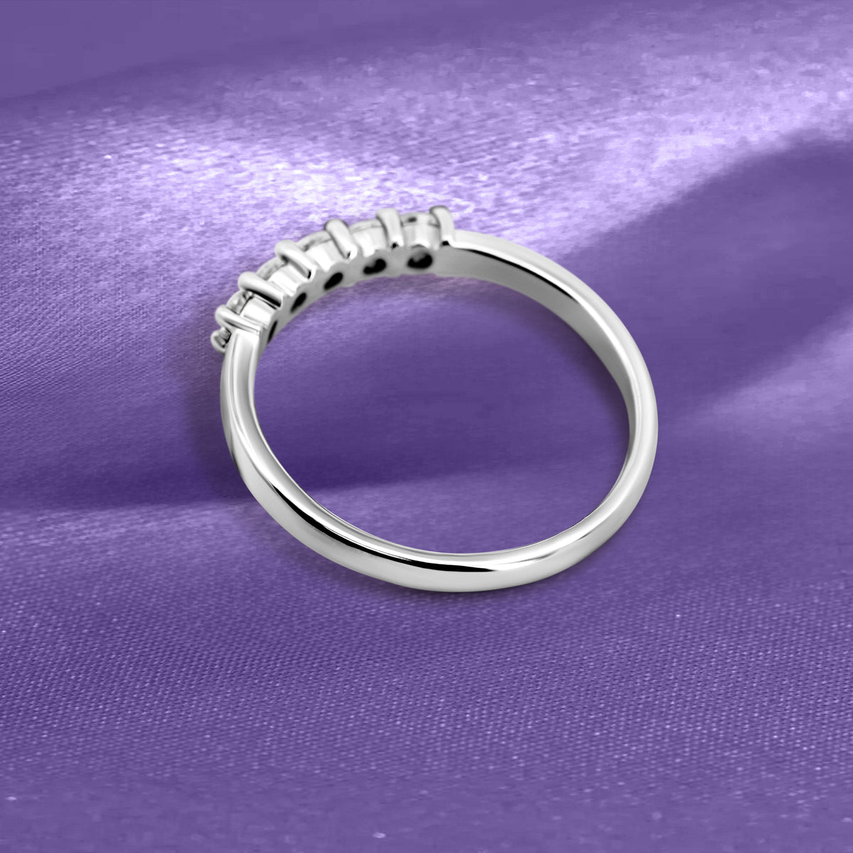 14K White Gold Five-Stone Diamond Wedding Band | Joe Kassab Jewelers