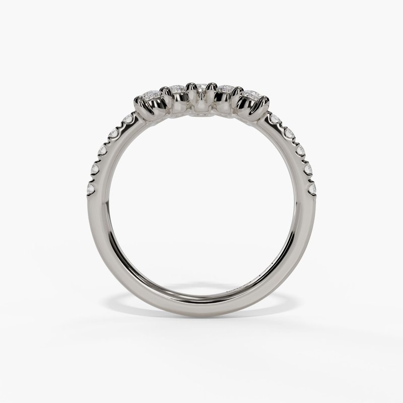 14K White Gold Curved Diamond Band