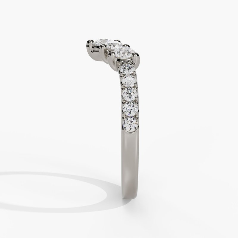 14K White Gold Curved Diamond Band