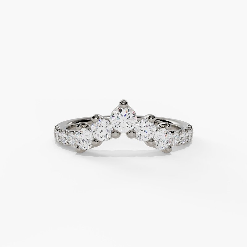 14K White Gold Curved Diamond Band